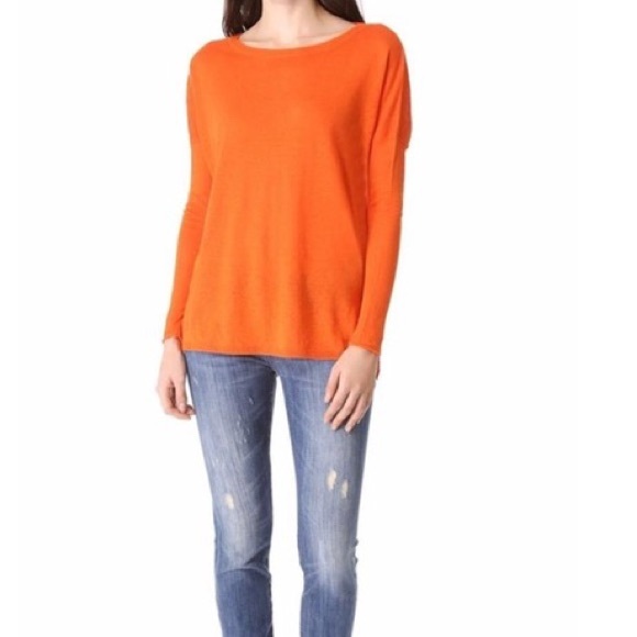 Vince Orange Cashmere Pullover Sweater 